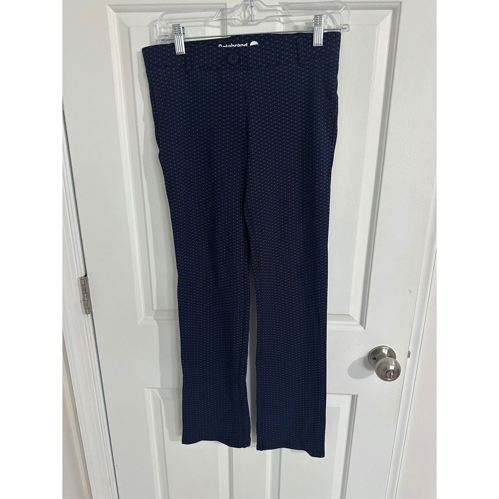 Betabrand Women's Small Navy Blue Heart Print Dress Pants Career Casual‎